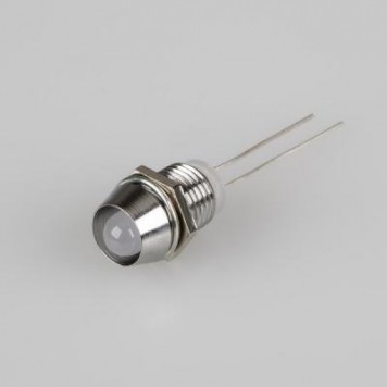 HOLDER-F5, Держатель корпус для светодиода, 5мм латунь хром. с гайкой с пластмассовой вставкой