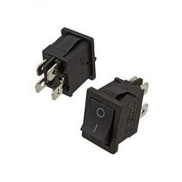 KCD1-104-C B/4P, Переключатель клавишный, on-off черный