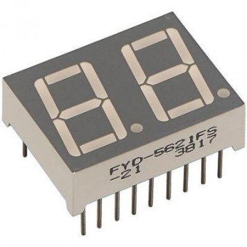 FYD-5622FS-21, 2-х разрядный индикатор, 14.2мм красный 660нм 15-20мкд/ОА, FORYARD