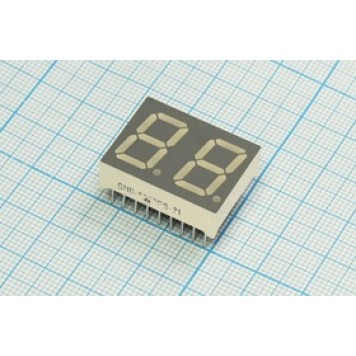 GND-5622FS-21, 2-х разрядный индикатор, 14.2мм красный 660нм 15-20мкд/ОА, G-NOR