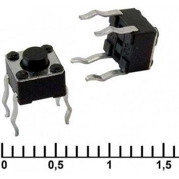 IT-1109, Кнопка тактовая, 4.5x4.5x3.8 мм, OFF-(ON), 50 мА, 12 В, 50 мОм