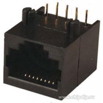 TJ10P10C (DS1135), Разъем сетевой, Розетка 10P10C (RJ50) на плату угловая